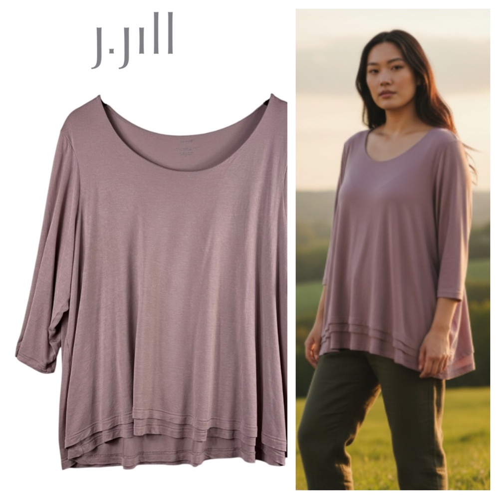 Pure Jill J Jill 2X 18 20 Top Shirt Tunic Elliptical Tee Rose Pink Supersoft - Picture 1 of 4
